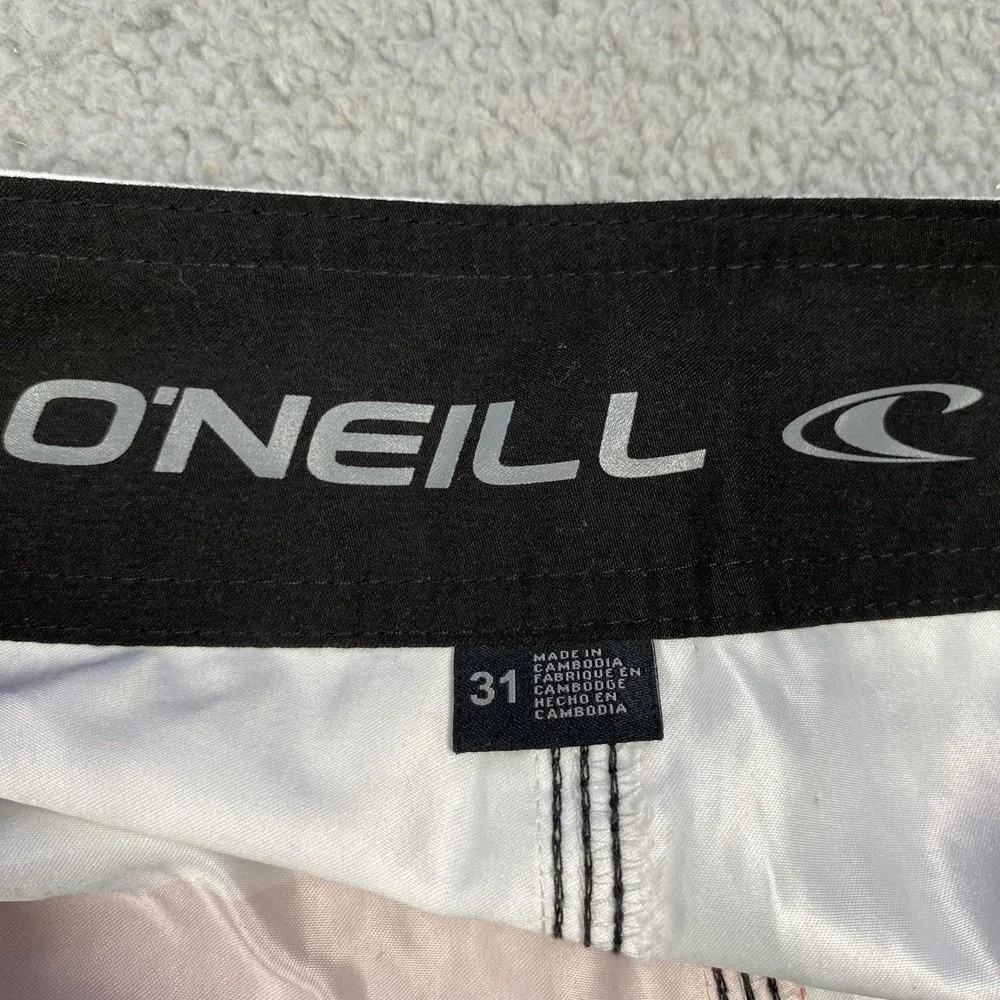 O'Neill Shorts‎ Mens 31 Red Blue White Striped Boardshorts Swim Trunks Pocket
